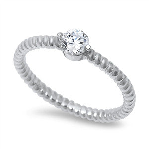 Braided Crossover top CZ Sterling Silver Ring - Size 7-3/4