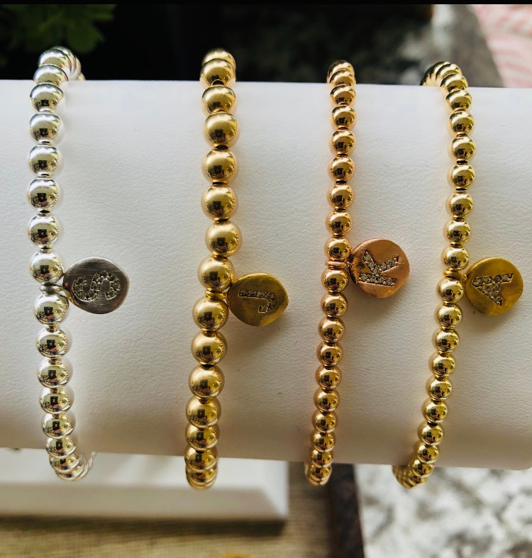 14K Gold Filled Bracelet, Beaded Ball Bracelets | 2.5mm, 3mm, 4mm, 5mm |  Layering Jewelry | Stacking Stretch Bracelets