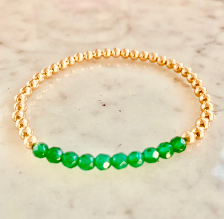 Chicago Jade Bunny Bracelet - BB0016 Rainbow Jadeite Pearl Beaded