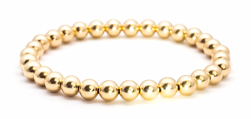14K White Gold Bead Stretch Bracelet