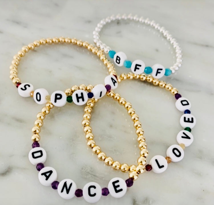 The Beaded Word Bracelet - Solid Color Beads